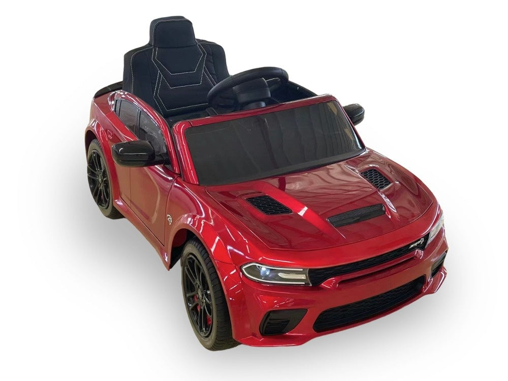 Dodge Charger SRT, 12 volt elektrische kinderauto, Leder zitje, Rubberen banden, Kinder Accu Auto!