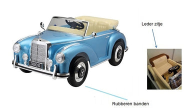 Mercedes 300S classic, 12 volt elektrische kinderauto met rubberen banden!