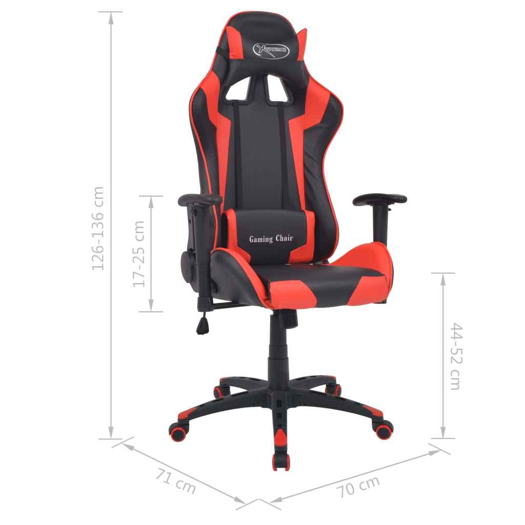 vidaXL Cadeira escritório reclin. estilo corrida pele artif. vermelho