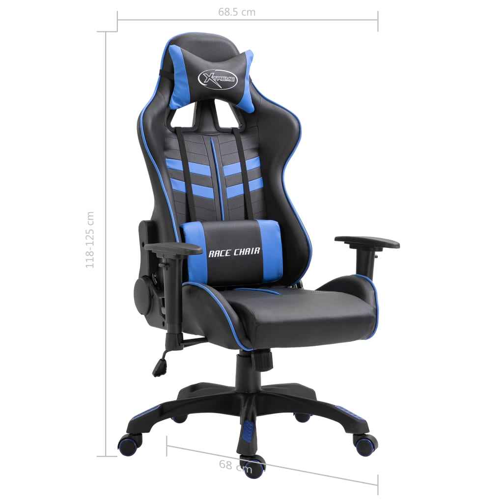 vidaXL Cadeira de gaming couro artificial azul