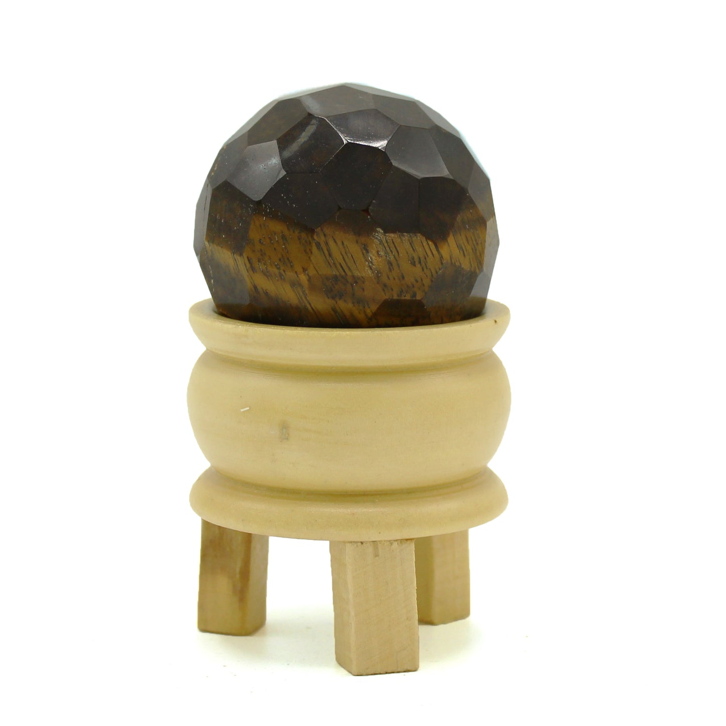 Gemstone Faceted Healing Ball & Stand - Tigereye