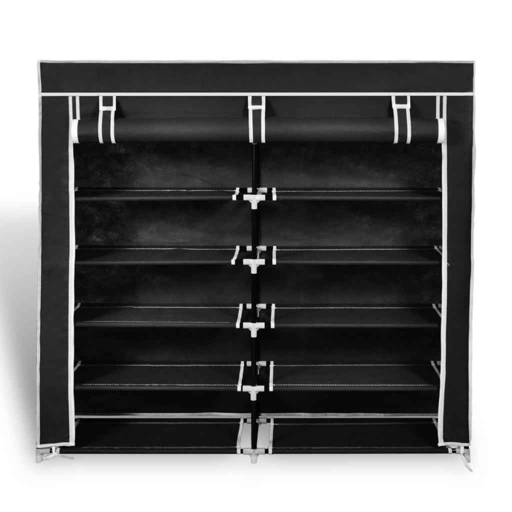 vidaXL Armário p/ sapatos com cobertura 115x28x110cm tecido preto