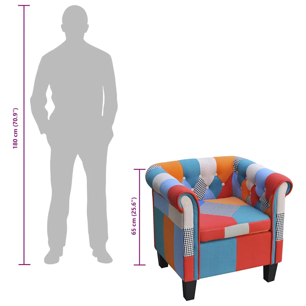vidaXL Poltrona de tecido com design de retalhos