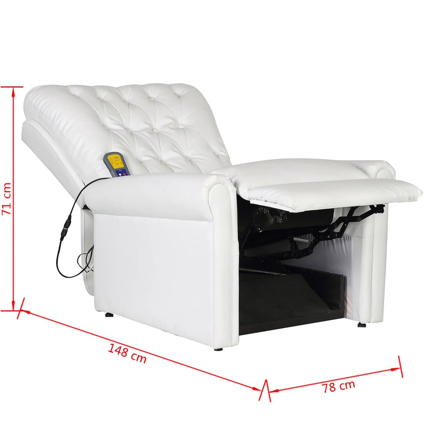 vidaXL Cadeira de Massagem Elétrica Branco creme 78 x 148 x 71 cm