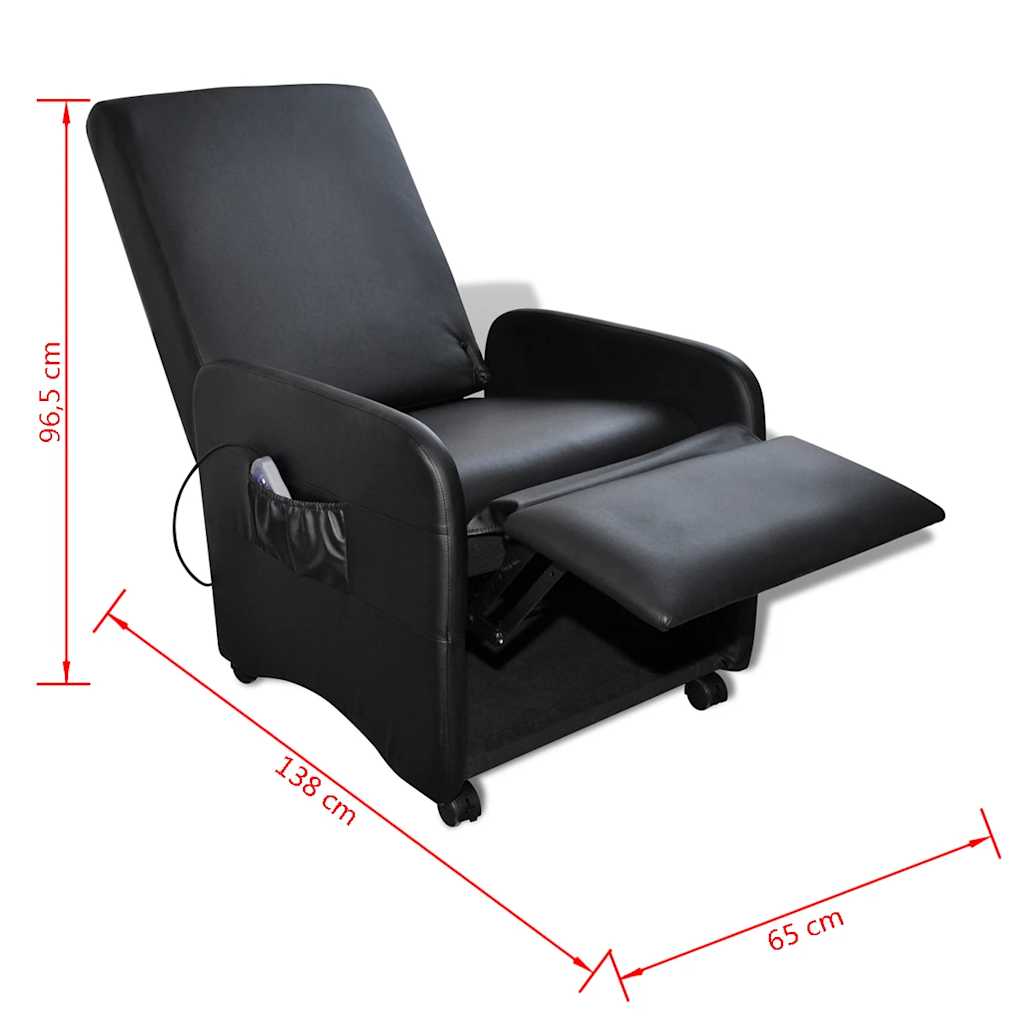 vidaXL Cadeira de massagens couro artificial preto