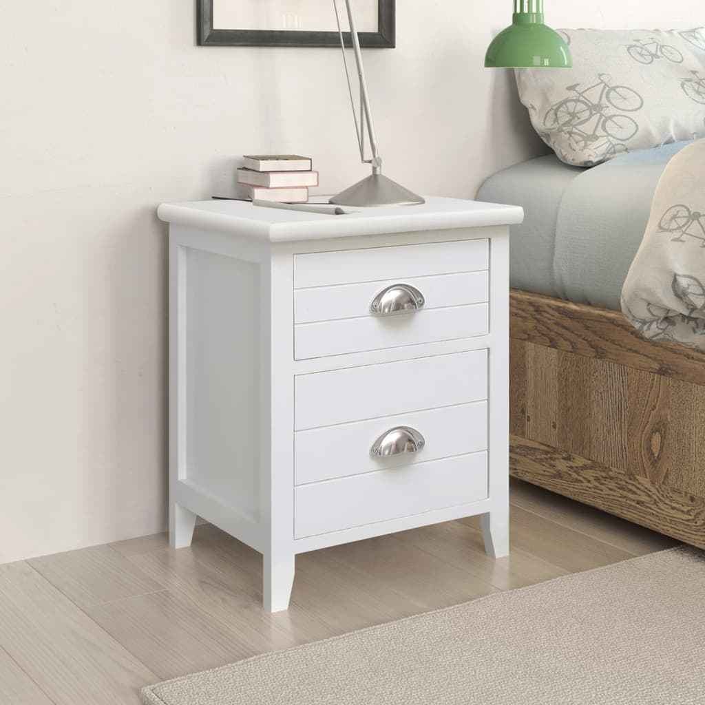 vidaXL Mesa de cabeceira com 2 gaveta 2 pcs cinzento e branco