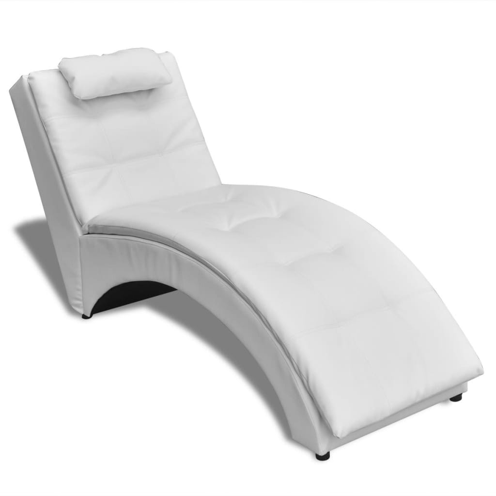 vidaXL Chaise longue com almofada couro artificial preto