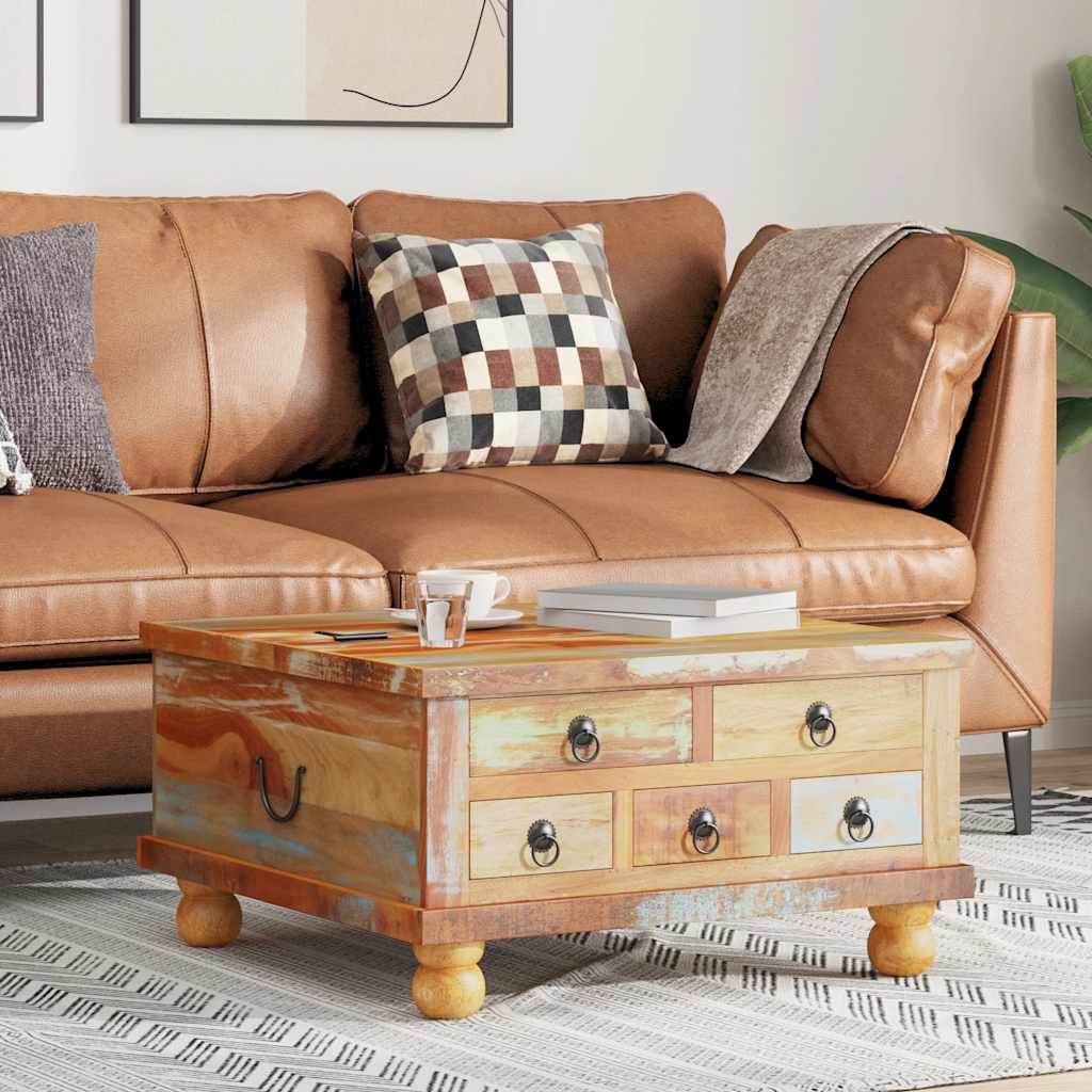 vidaXL Mesa de centro madeira recuperada 70x70x38 cm