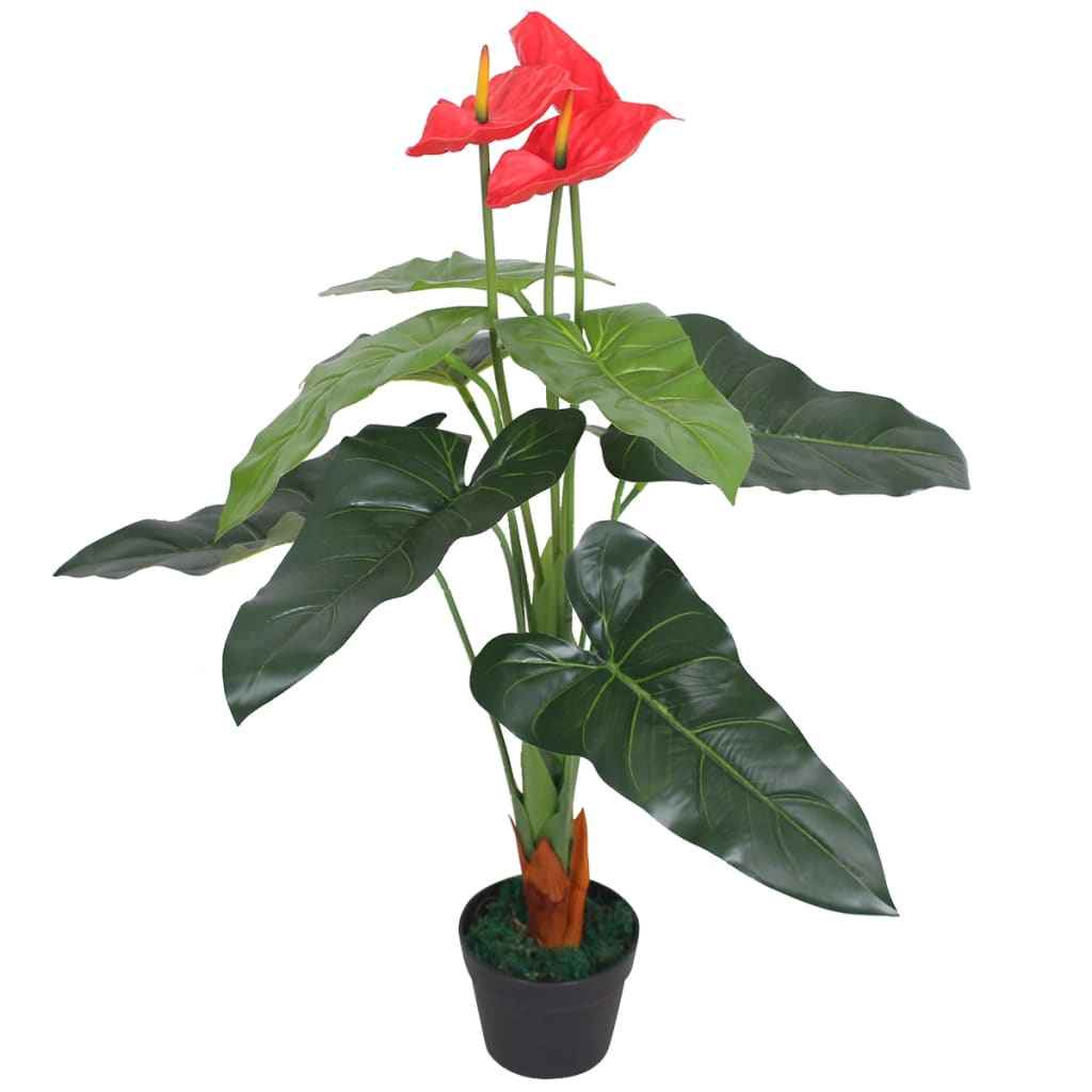 vidaXL Planta hortênsia artificial com vaso 60 cm vermelha