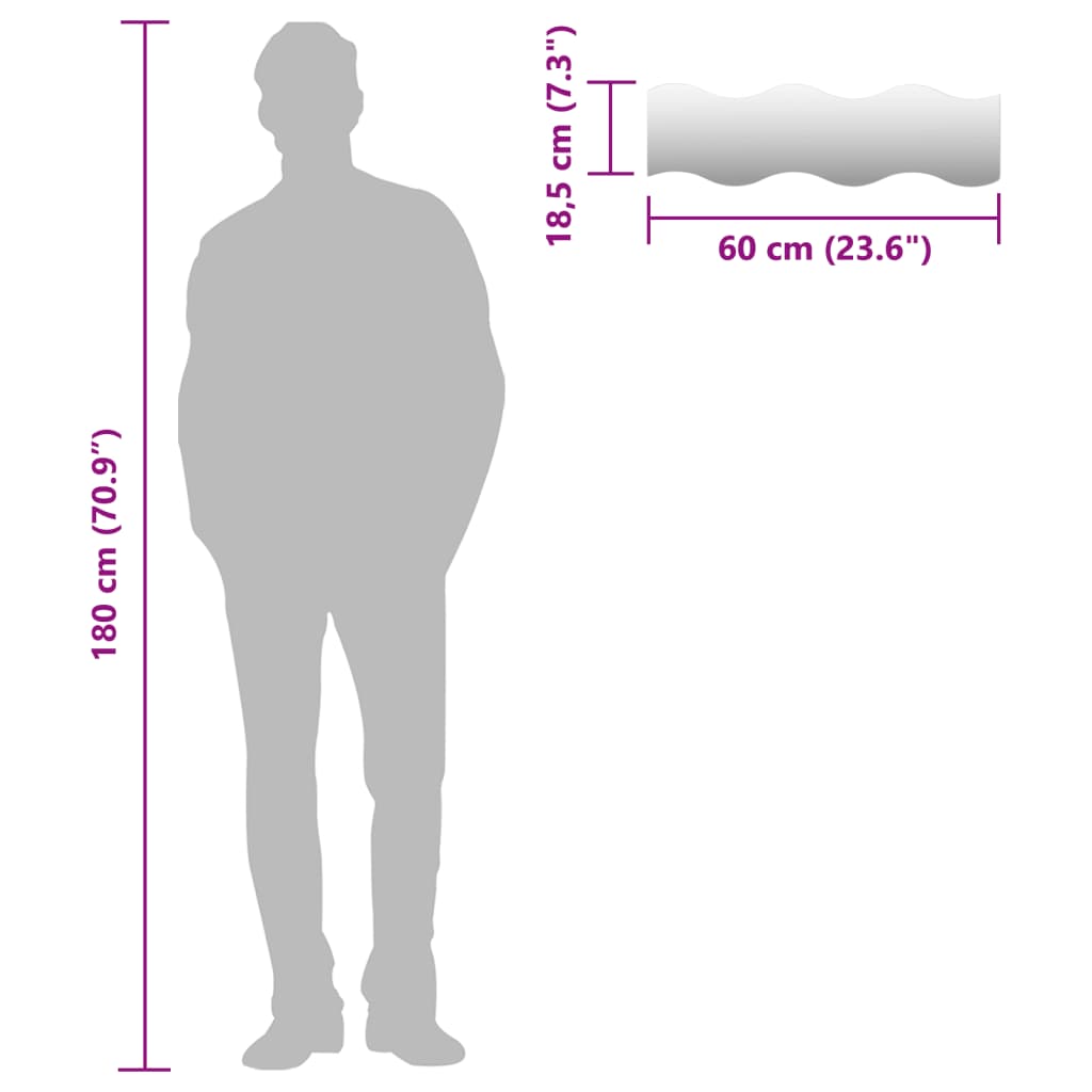 vidaXL Espelhos de parede 4 pcs vidro ondulado 60x18,5 cm