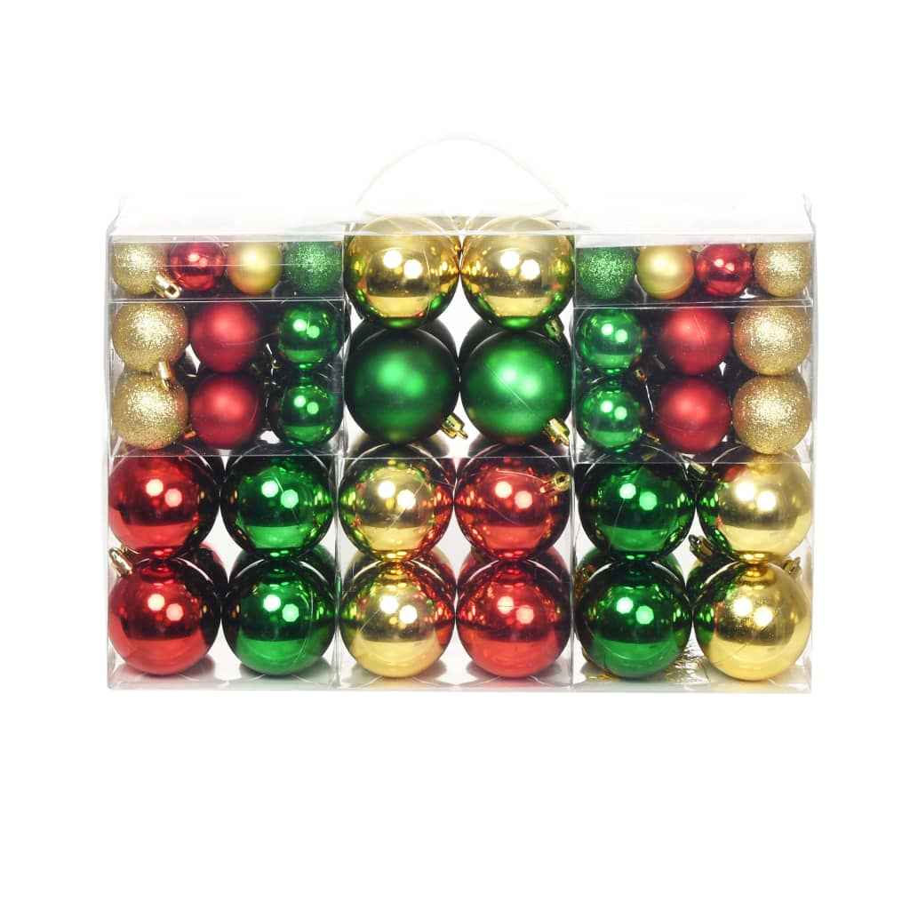 vidaXL Conjunto de bolas de natal 100 pcs 3/4/6 cm dourado