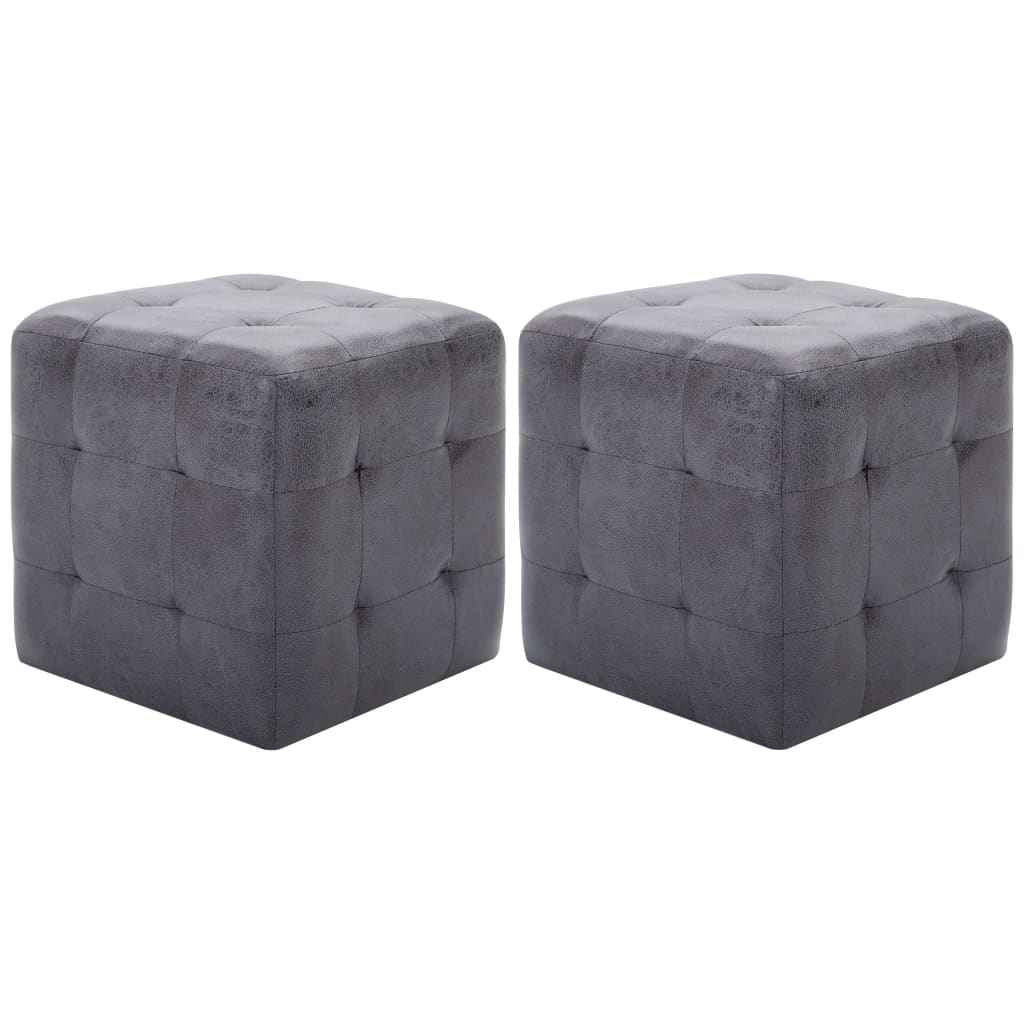 vidaXL Mesas de cabeceira 2pcs 30x30x30 cm camurça artificial castanho
