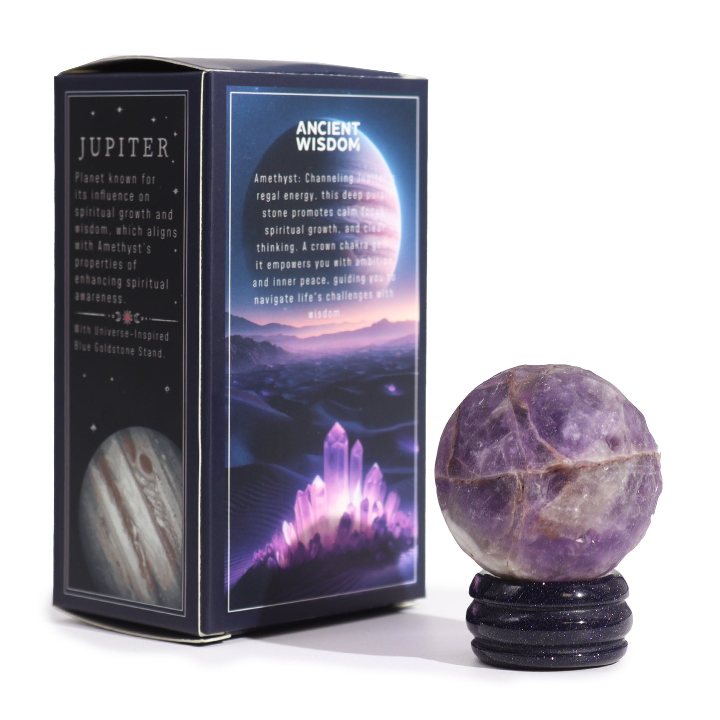 Ametyst Planet on a Sola Goldstone Stand - 40mm (30x15mm stand)