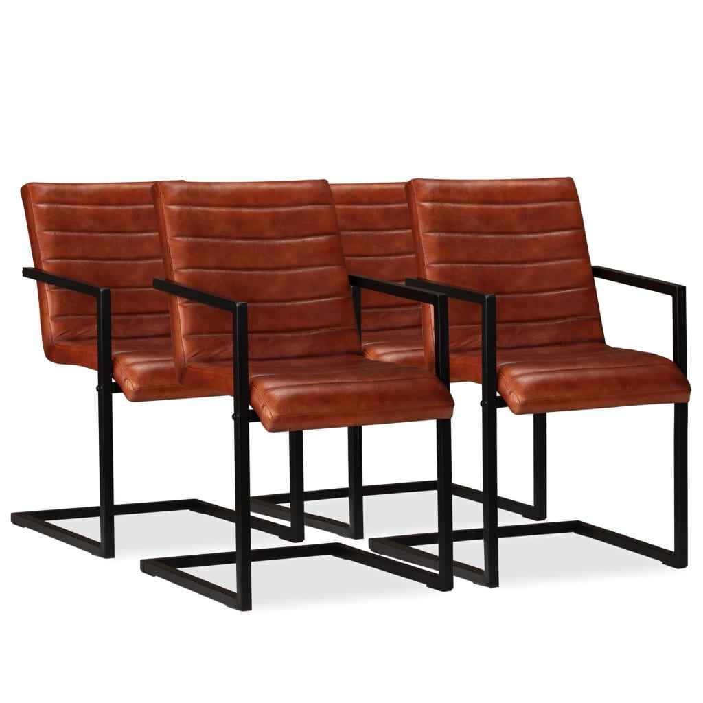 vidaXL Cadeiras de jantar 2 pcs couro genuíno castanho