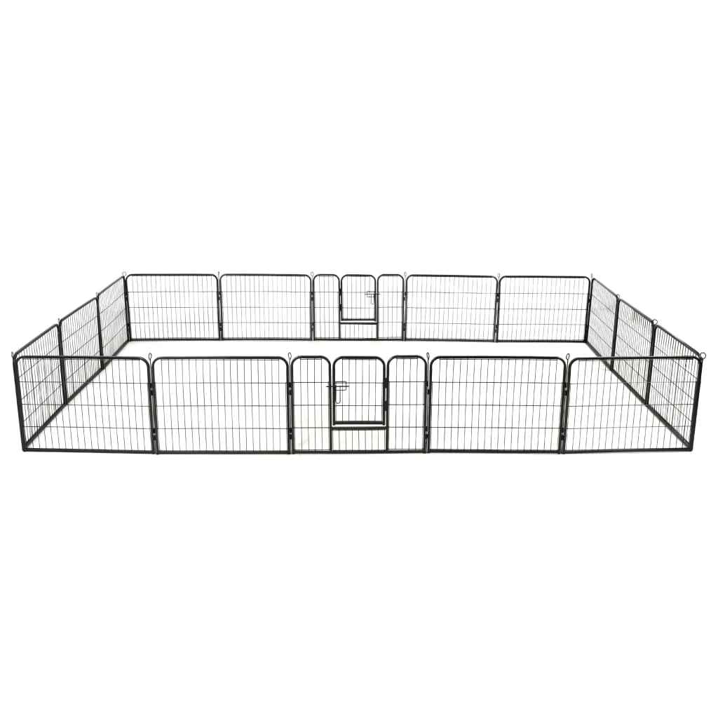 vidaXL Parque para cães 8 painéis aço 80x80 cm preto