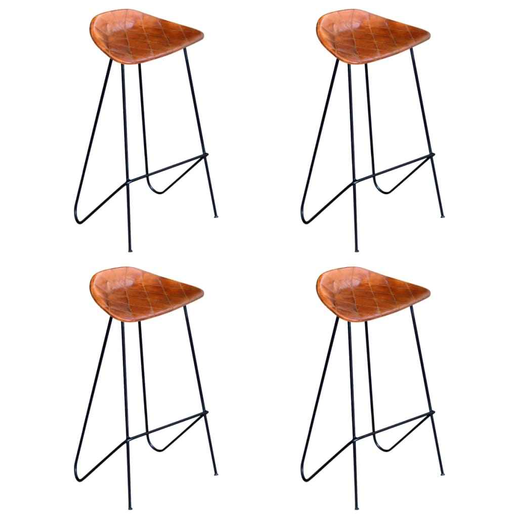 vidaXL Cadeiras de bar 2 pcs couro genuíno preto e castanho