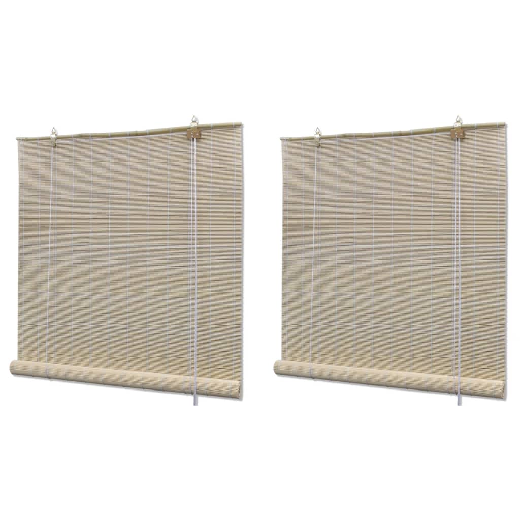 vidaXL Estores de rolo em bambu natural 2 pcs 120x160 cm