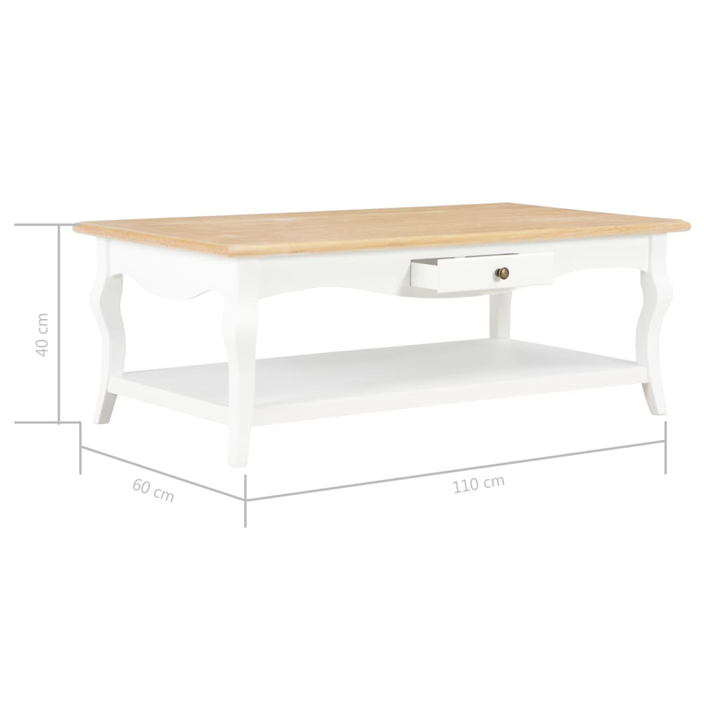 vidaXL Mesa de centro 110x60x40 cm MDF branco