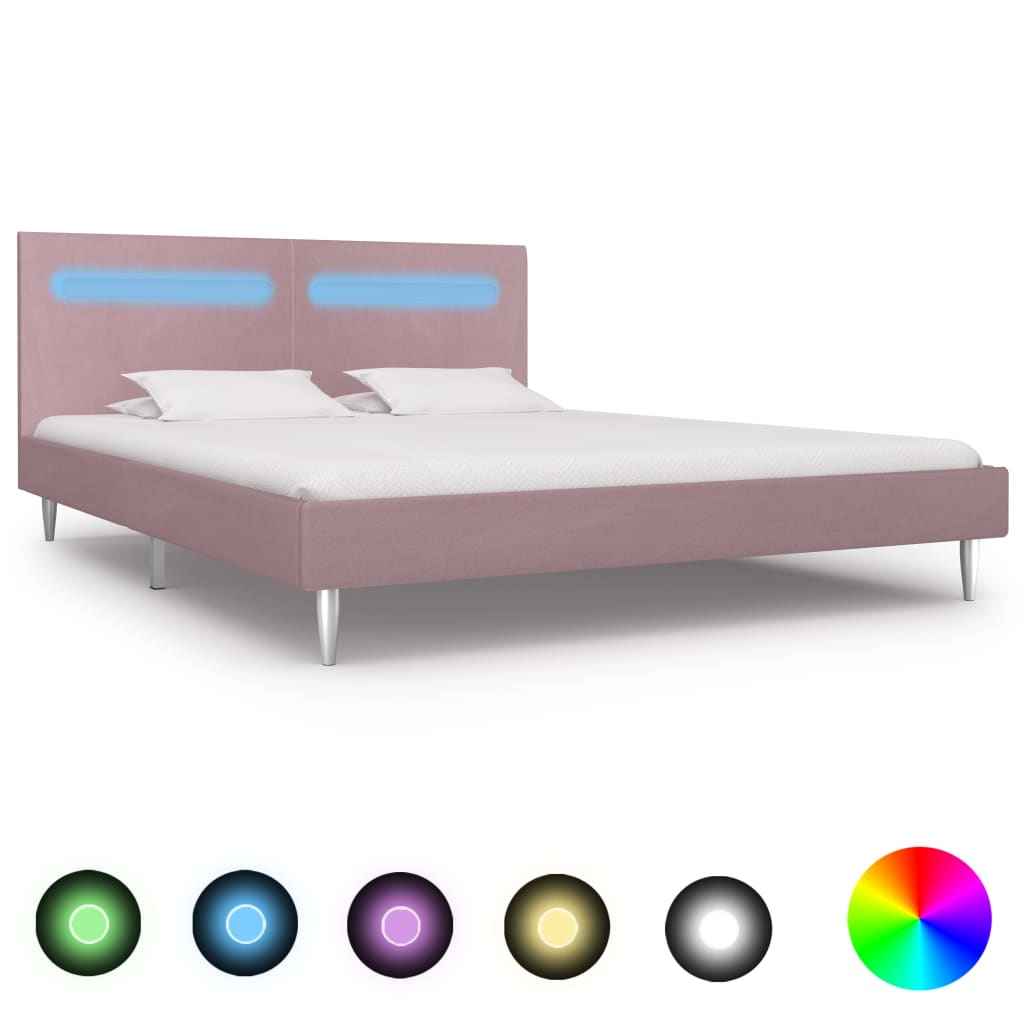 vidaXL Estrutura de cama com LED 160x200 cm tecido azul