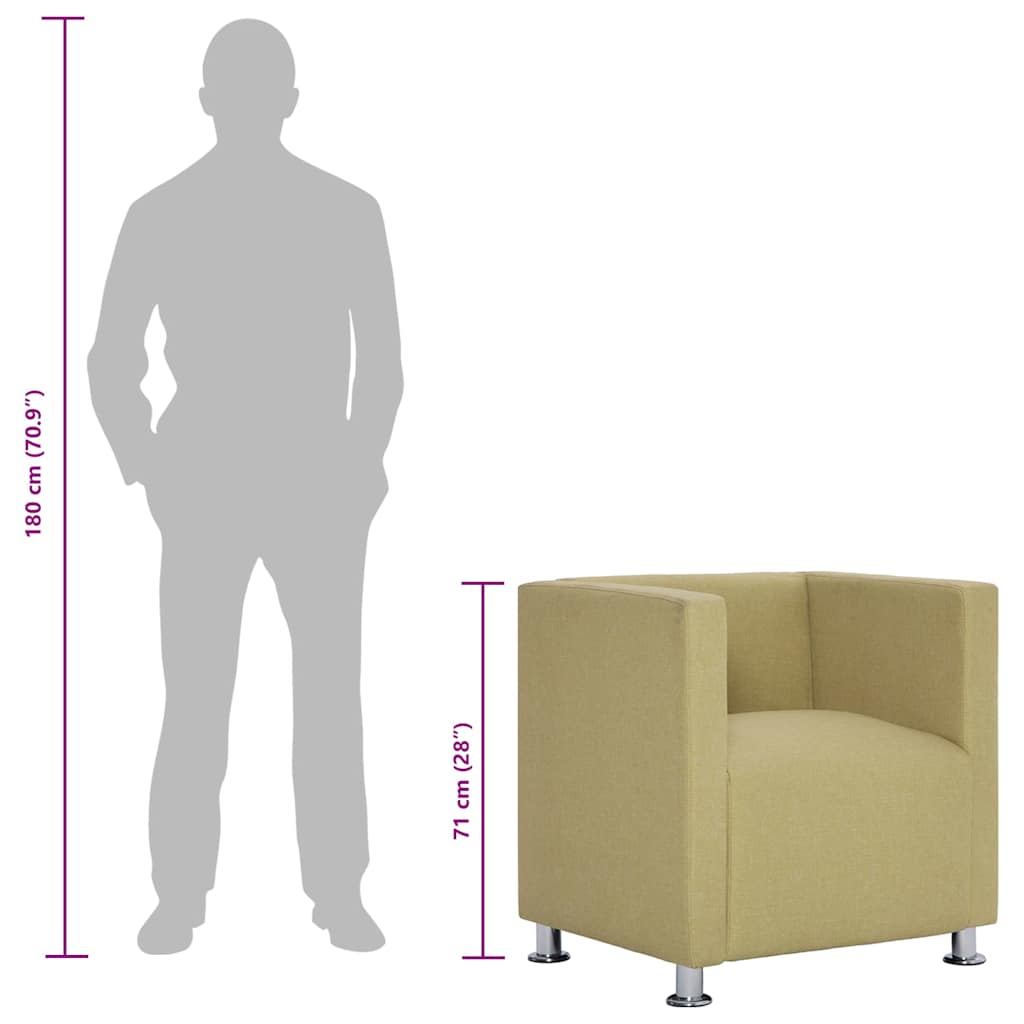 vidaXL Poltrona em forma de cubo tecido verde