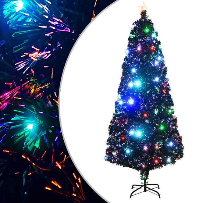 vidaXL Árvore de Natal pré-iluminada c/ suporte e LED 120 cm fibra ótica