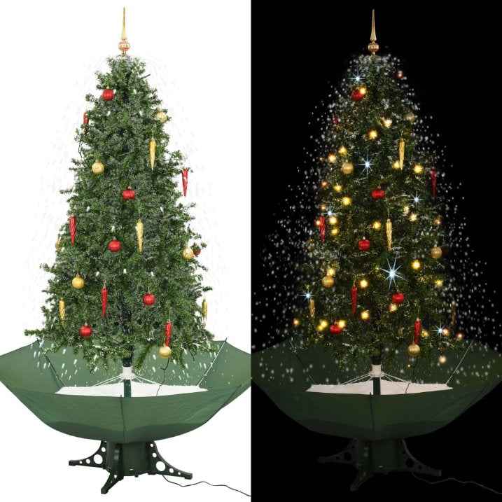 vidaXL Árvore de Natal com neve base formato guarda-chuva 75 cm verde