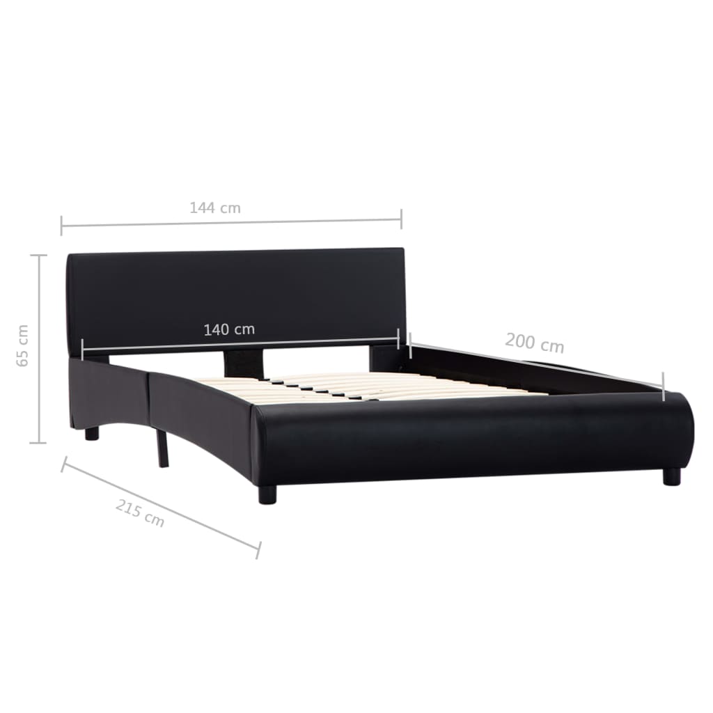 vidaXL Estrutura de cama 140x200 cm couro artificial preto
