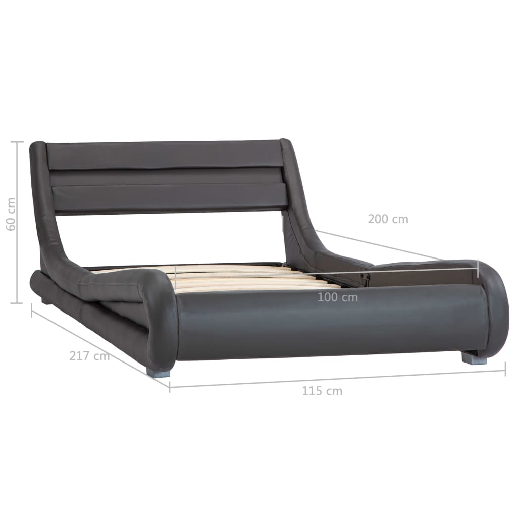 vidaXL Estrutura de cama com LED 100x200 cm couro artificial cinzento