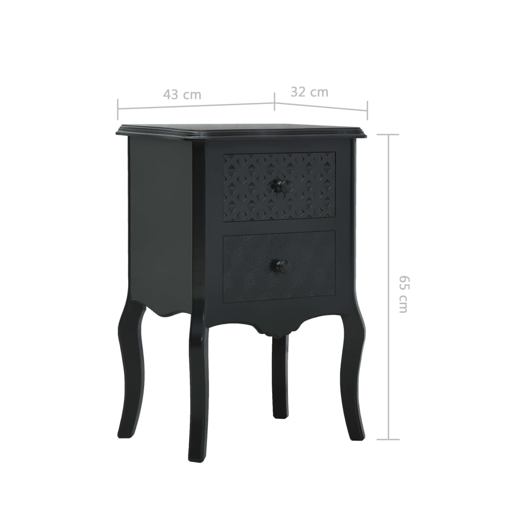 vidaXL Mesa de cabeceira 43x32x65 cm MDF preto