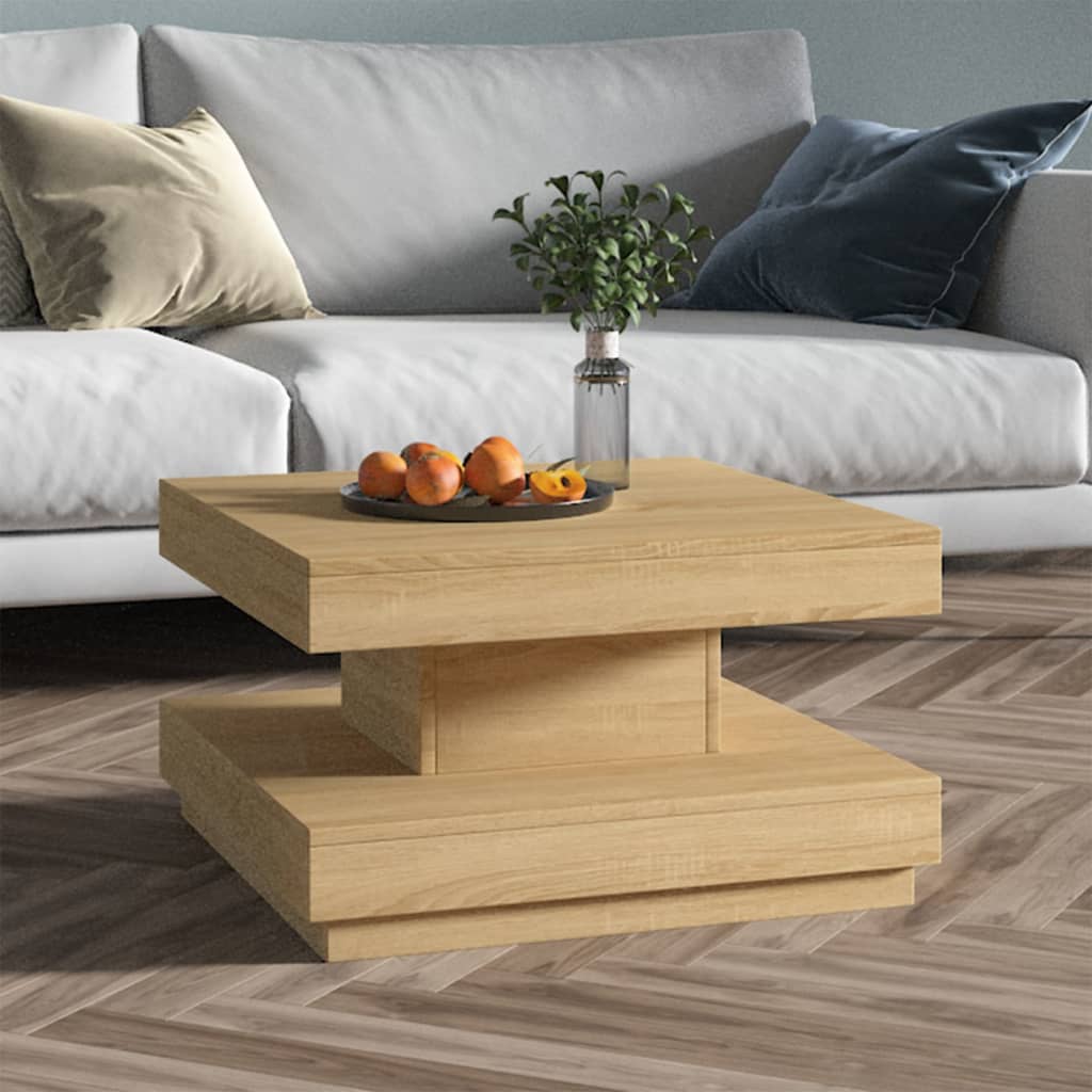 vidaXL Mesa de centro 60x60x35 cm MDF castanho-claro