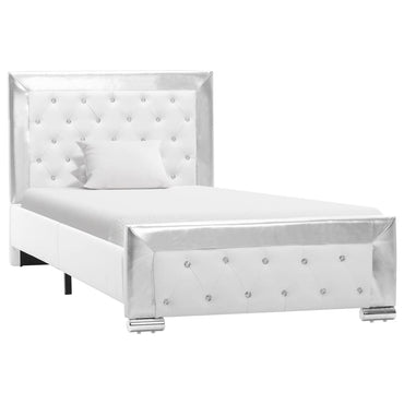 vidaXL Estrutura de cama 90x200 cm couro artificial branco