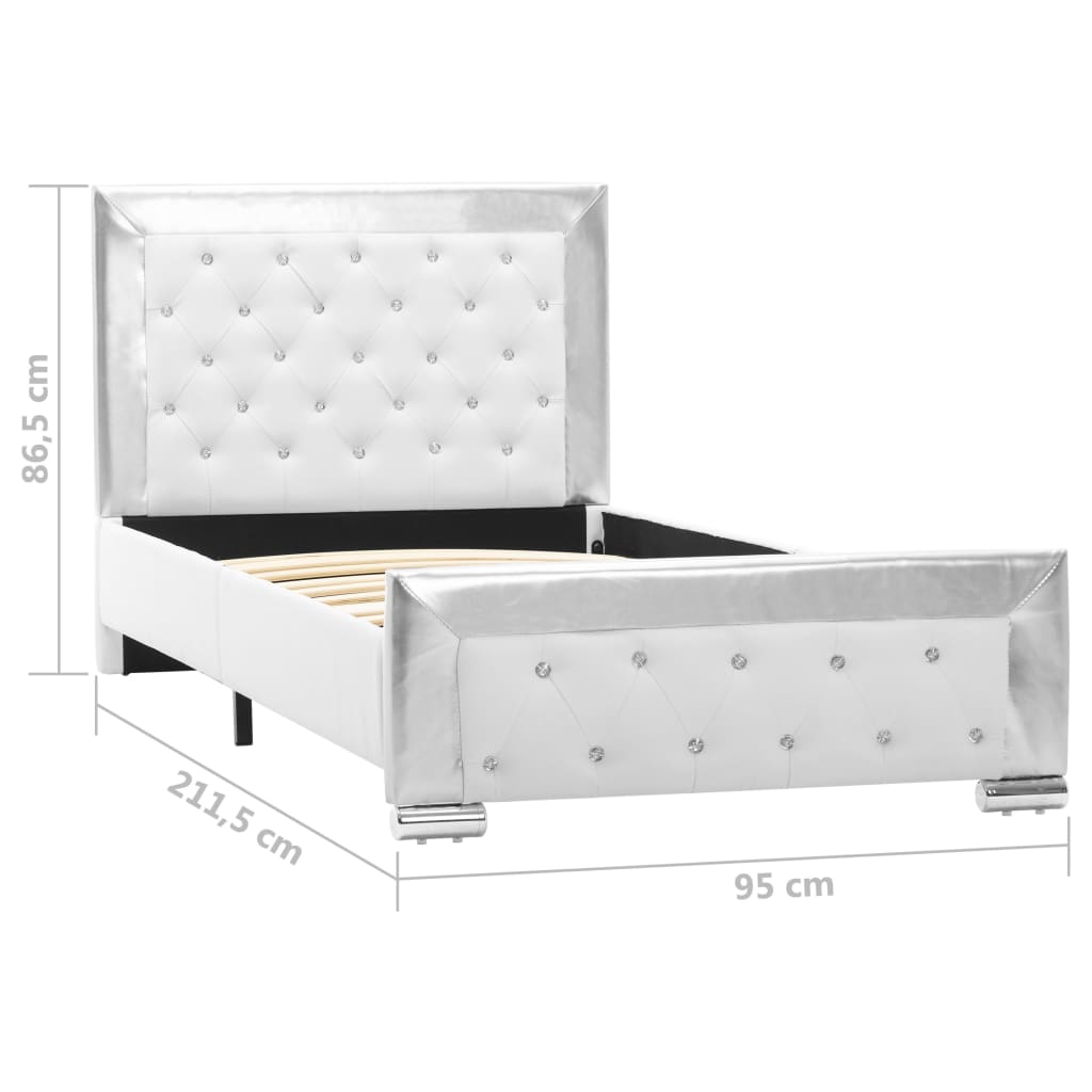 vidaXL Estrutura de cama 90x200 cm couro artificial branco