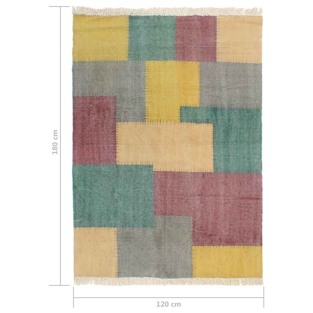 vidaXL Tapete Kilim tecido à mão 120x180 cm algodão padrão multicor
