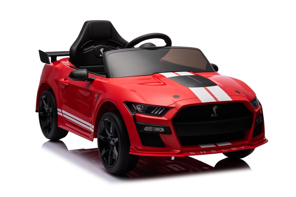 Ford Mustang GT500,12 volt elektrische kinderauto met rubberen banden, leder zitje en meer!