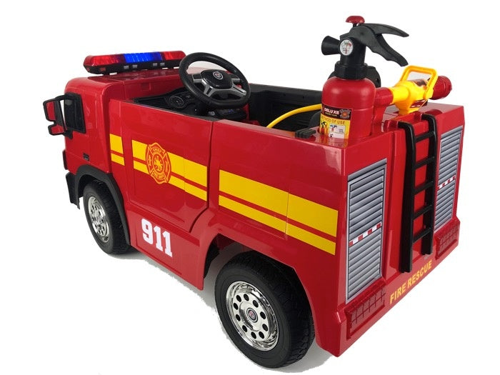 Brandweer Accu Auto, 12 volt elektrische kinderauto met veel accessoires!