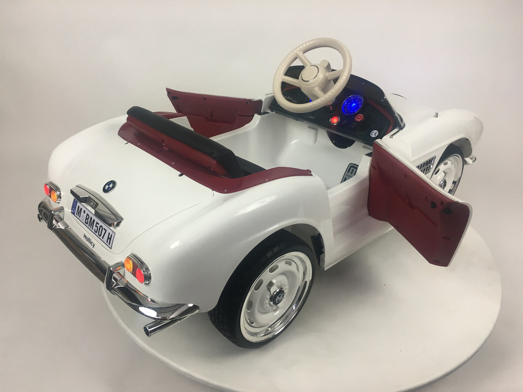 BMW 507 Oldtimer, 12 volt elektrische kinderauto met echte deuren
