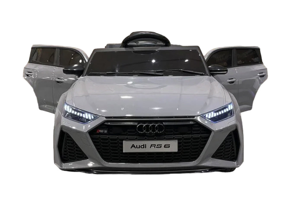 Audi RS6,12 volt elektrische kinderauto met rubberen banden, leder zitje en meer!