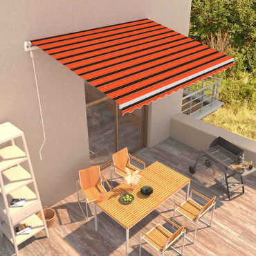 vidaXL Toldo retrátil automático 400x300 cm laranja e castanho
