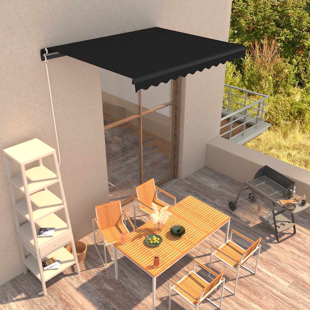 vidaXL Toldo retrátil manual 300x250 cm antracite