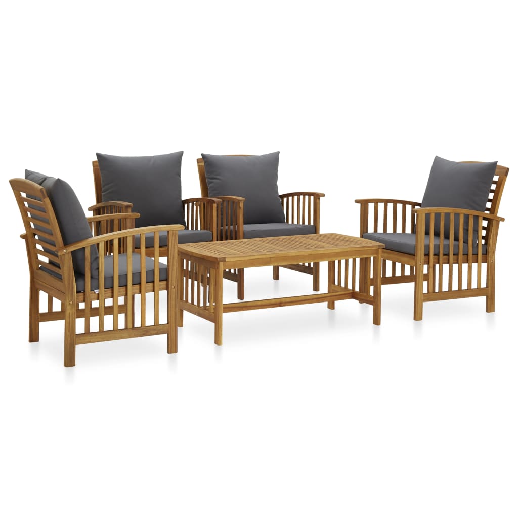 vidaXL 4 pcs conjunto lounge de jardim madeira de acácia maciça