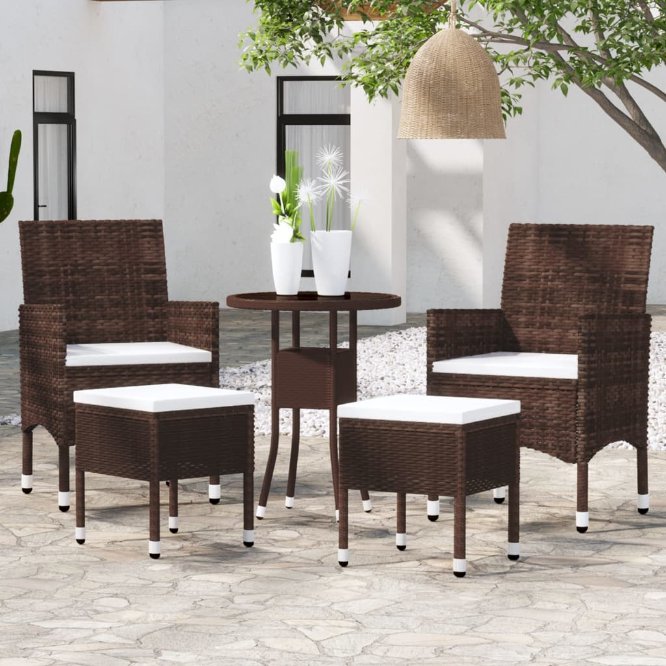 vidaXL 5 pcs conjunto lounge de jardim vime PE preto