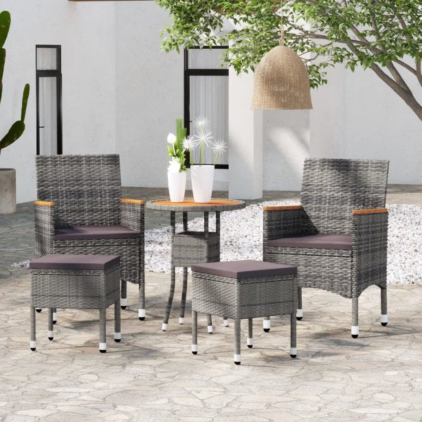 vidaXL 5 pcs conjunto lounge de jardim vime PE preto
