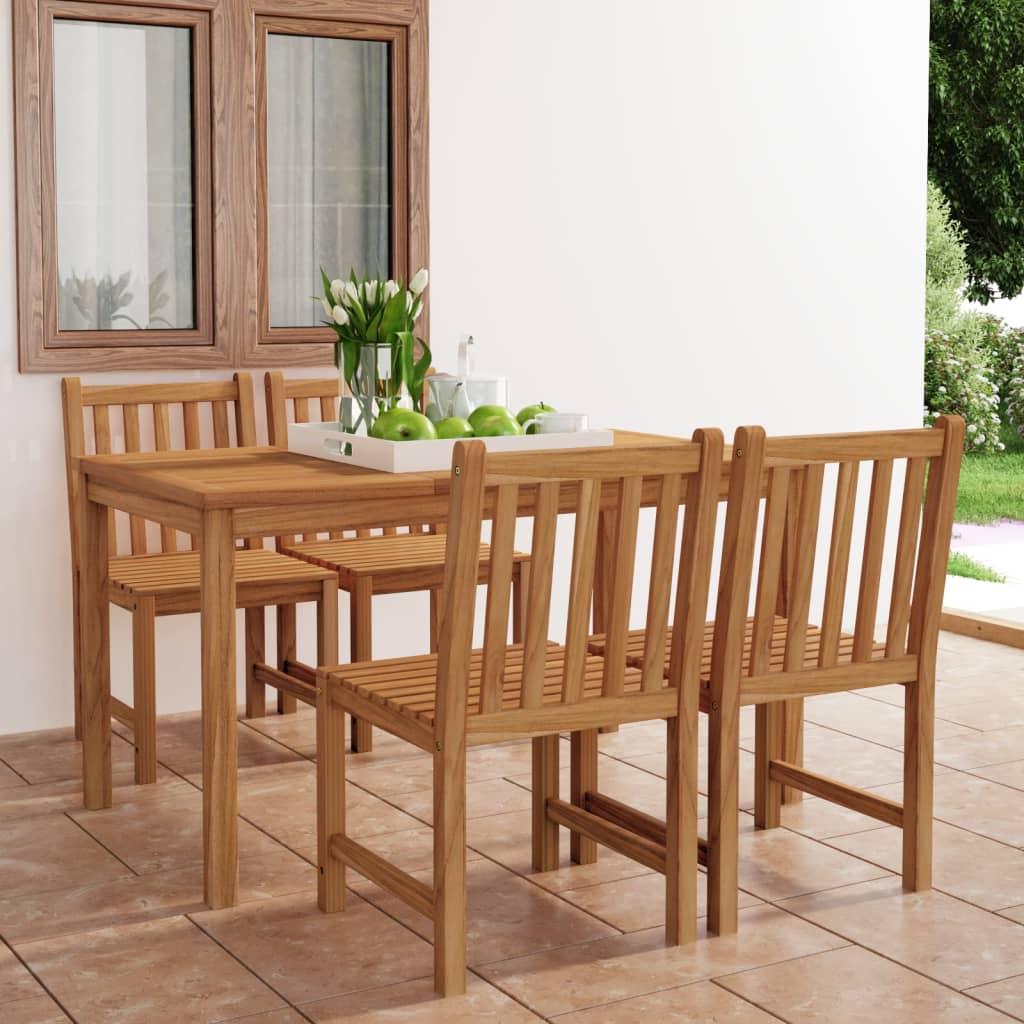 vidaXL Conjunto de jantar de jardim de 5 peças, 140x80 cm, madeira de teca maciça