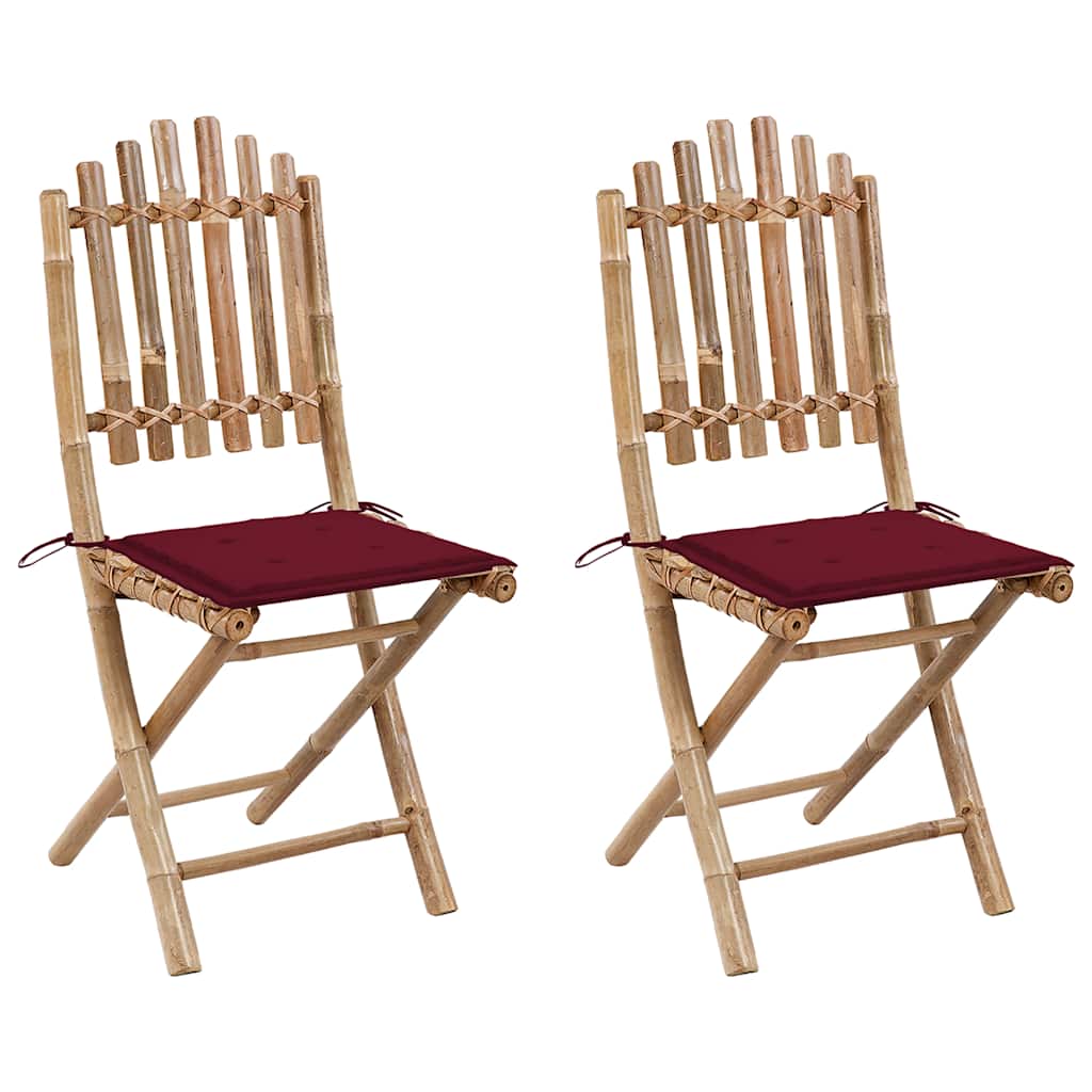 vidaXL Cadeiras de jardim dobráveis c/ almofadões 2 pcs bambu