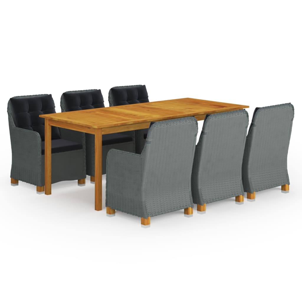 vidaXL 7 pcs conjunto de jantar para jardim cinzento-escuro