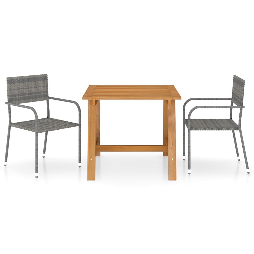 vidaXL 3 pcs conjunto de jantar para jardim preto