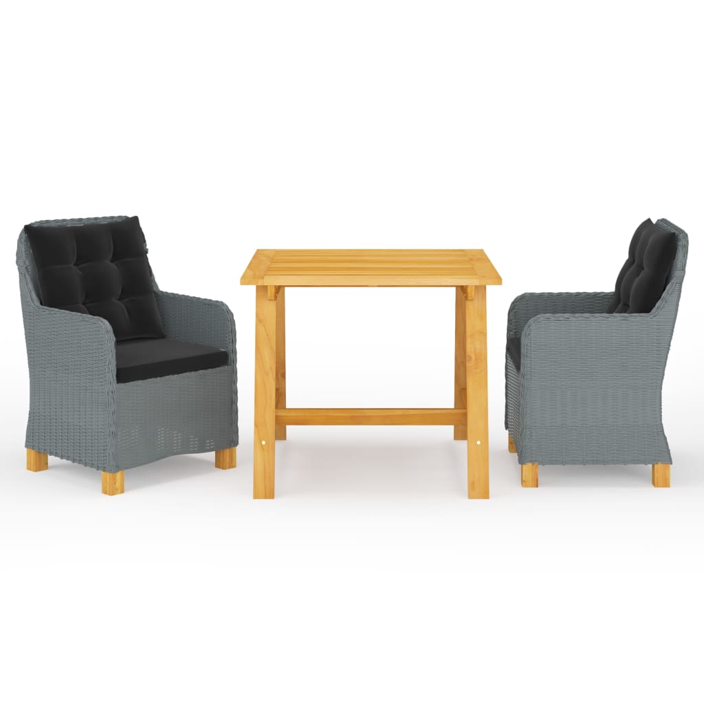 vidaXL 3 pcs conjunto de jantar para jardim cinzento-escuro