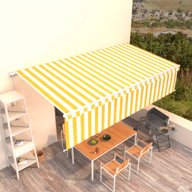 vidaXL Toldo retrátil manual com estore 3x2,5 m azul e branco