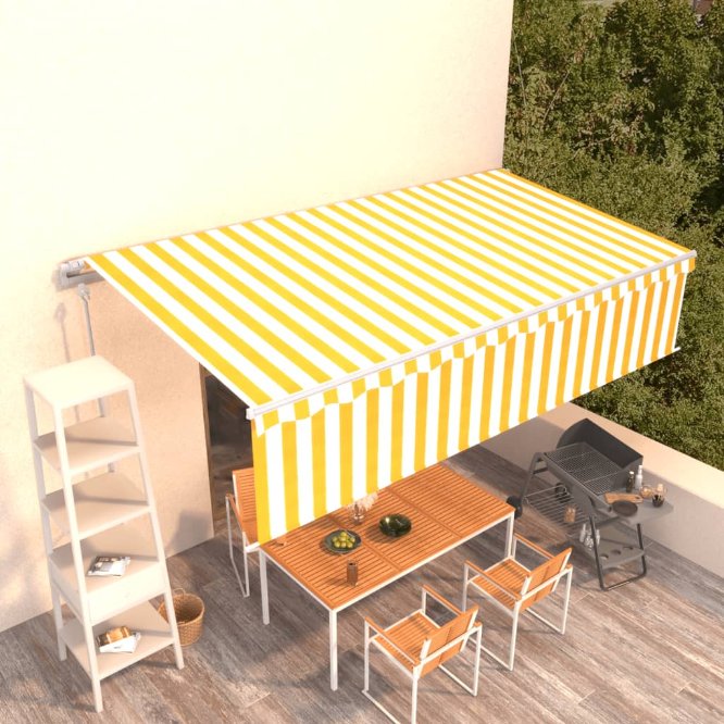 vidaXL Toldo retrátil automático com estore 3x2,5 m azul e branco