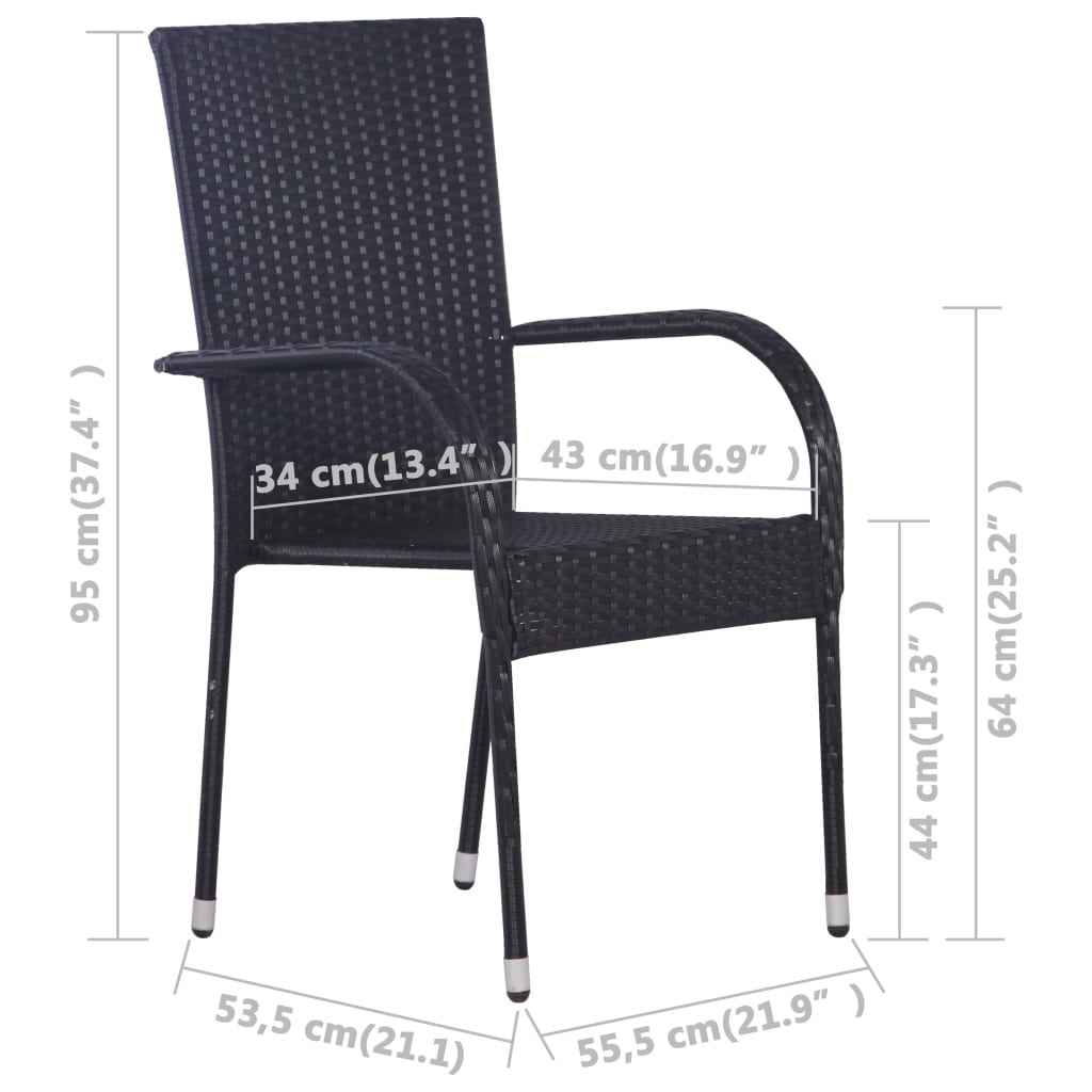 vidaXL 3 pcs conjunto de jantar para jardim preto